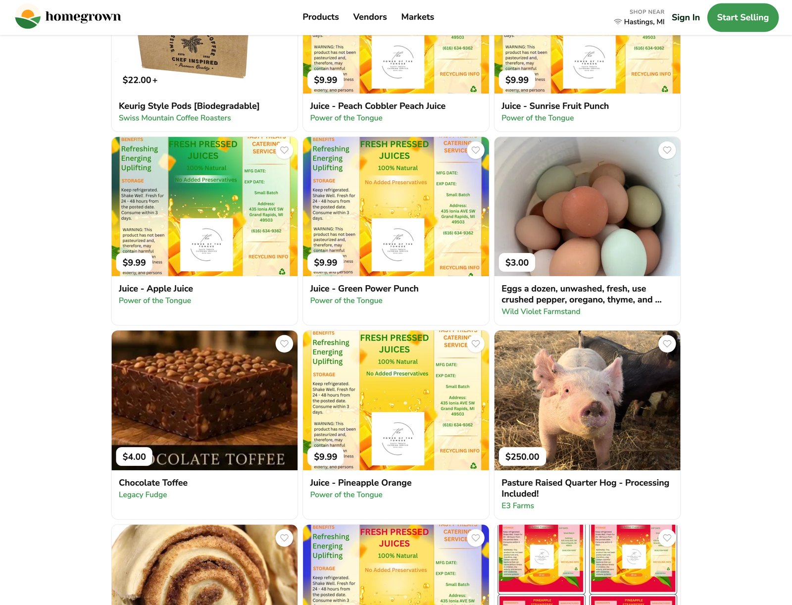 What vendors are selling — real storefronts, real products