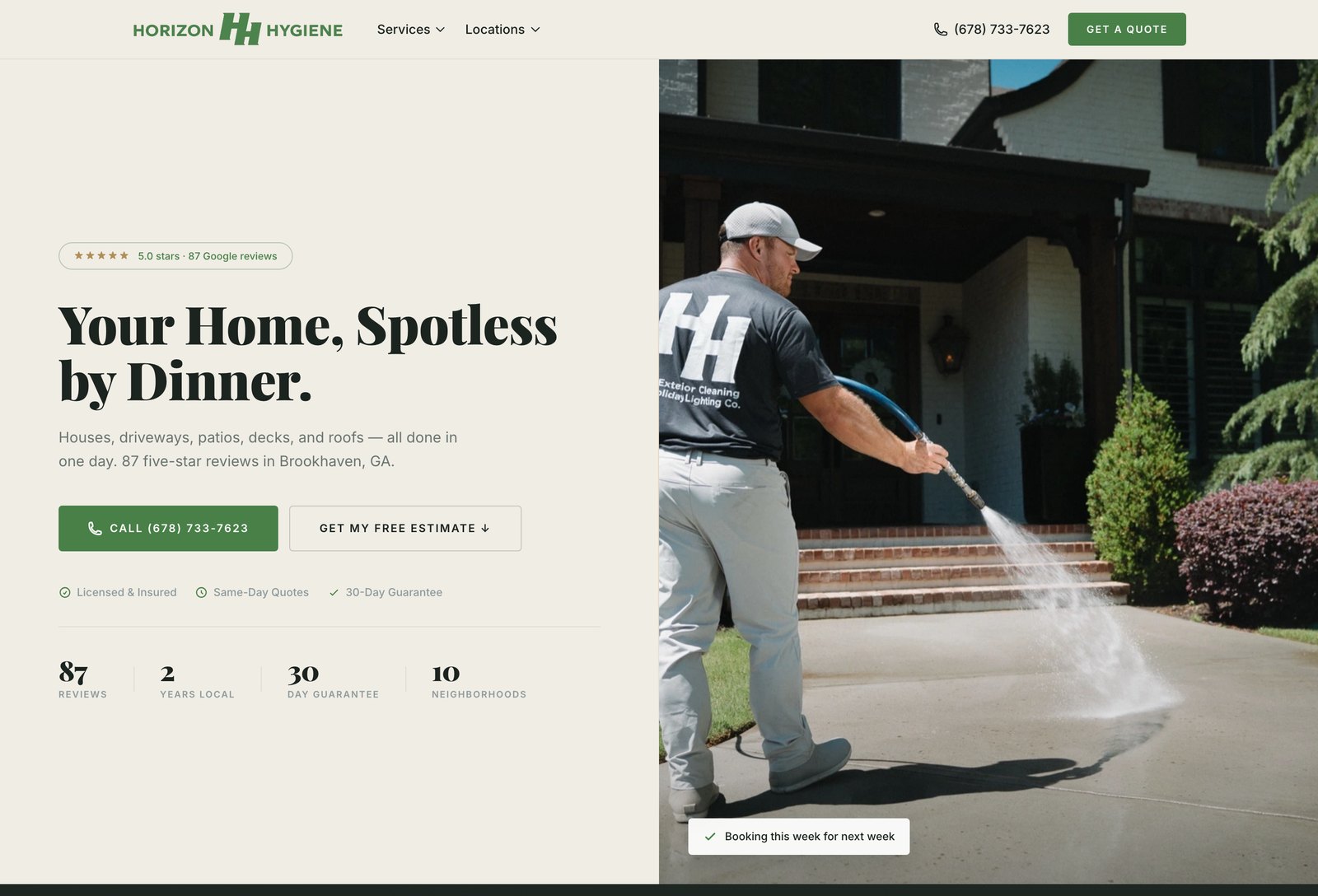 Horizon Hygiene homepage